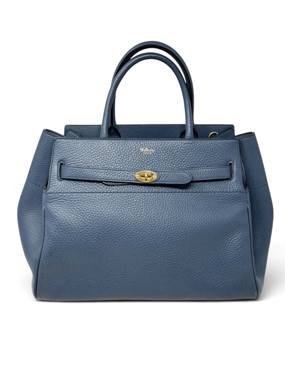 Mulberry Belted Bayswater Tote Slate Blue Leather Tote Bag Meghan Markle